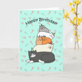 猫の山かわいいとおもしろい猫ハッピーバースデー カード (黄色い花)