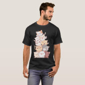 猫の山かわいい猫の子猫パイルアニメ川 Tシャツ (正面フル)