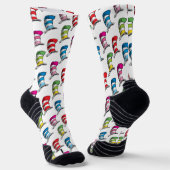 猫の帽子のカラフルな模様 ソックス (傾斜あり)