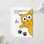 猫の平然とした挨拶に駆け寄る カード (正面/裏面インサイチュ)