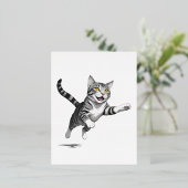 猫の幸よくはしゃぐせなおもしろいが飛び跳ねる 箔シーズンポストカード (立ち正面)
