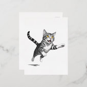 猫の幸よくはしゃぐせなおもしろいが飛び跳ねる 箔シーズンポストカード (正面/裏面)