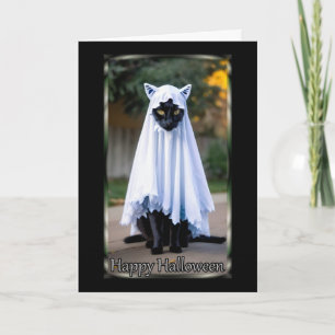 猫の幽霊衣装ハロウィンカード カード