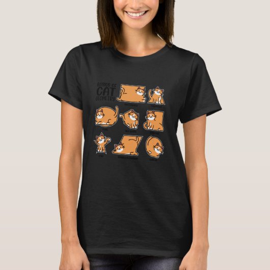 猫の幾何学の基本、数学教師、面白い猫好き Tシャツ (正面)