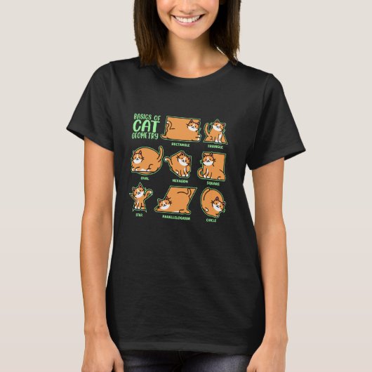 猫の幾何学の基礎、数学教師、面白い猫のL Tシャツ (正面)