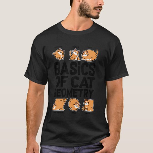 猫の幾何学の基礎、数学教師、面白い猫好き Tシャツ (正面)