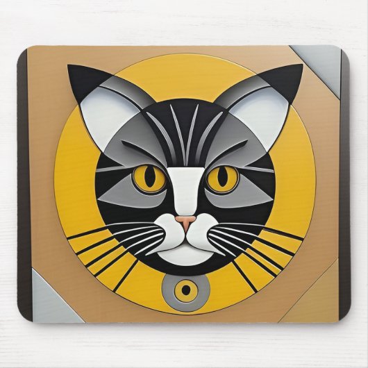 猫の幾何学アート マウスパッド (正面)