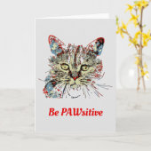 猫の引用文であるおもしろいPAWsitive カード (黄色い花)