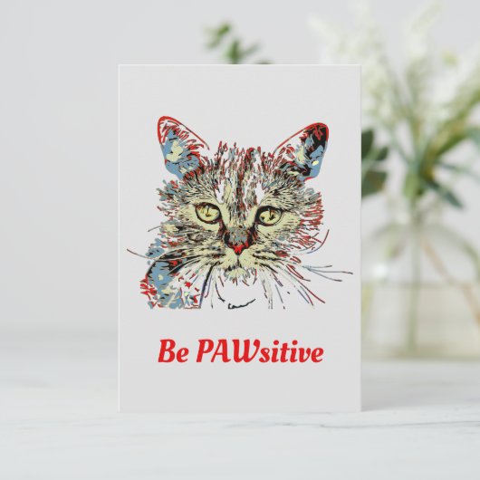 猫の引用文であるおもしろいPAWsitive カード (スタンド正面)