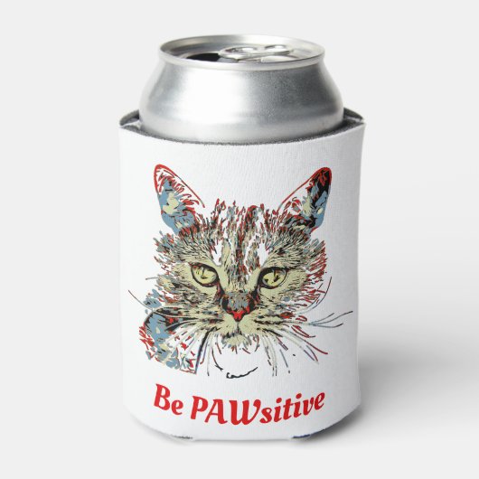 猫の引用文であるおもしろいPAWsitive 缶クーラー (缶正面)