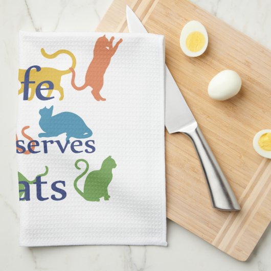 猫の引用文は9匹おもしろいの命だ キッチンタオル (四つ折り)