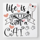 猫の引用文 スクエア壁時計 (正面)