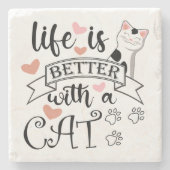 猫の引用文 ストーンコースター (正面)