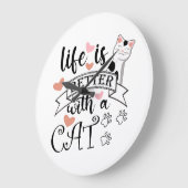 猫の引用文 ラージ壁時計 (傾斜)