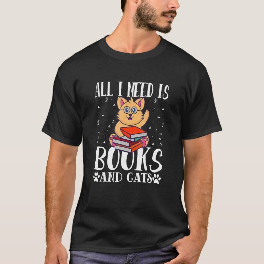 猫の引用 パン 本 読書 拡張デザイン Tシャツ (正面)