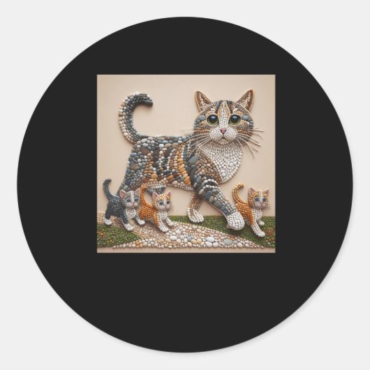 猫の形に岩を並べる技術 ラウンドシール (正面)