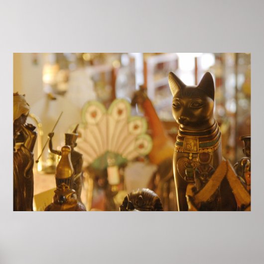 猫の彫刻が施されたショーウィンドウ ポスター (正面)