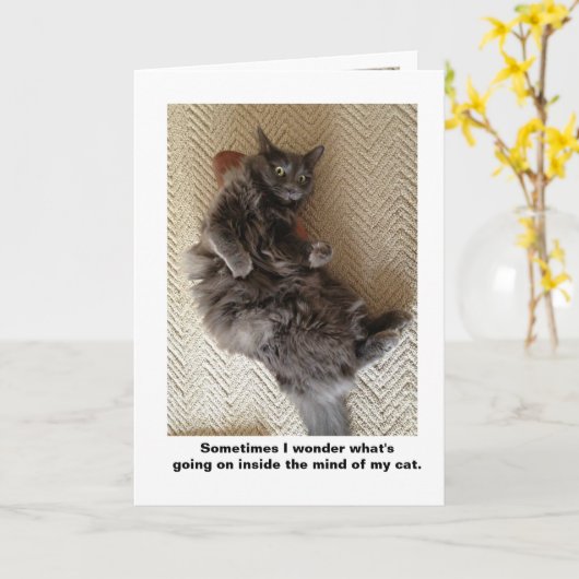 猫の心の中 カード (黄色い花)