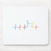 猫の心拍猫好きかわいい動物の絞り染め女性 マウスパッド (正面)