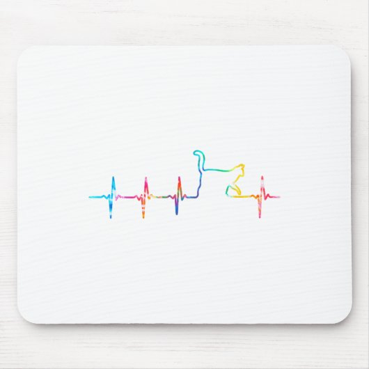 猫の心拍猫好きかわいい動物の絞り染め女性 マウスパッド (正面)