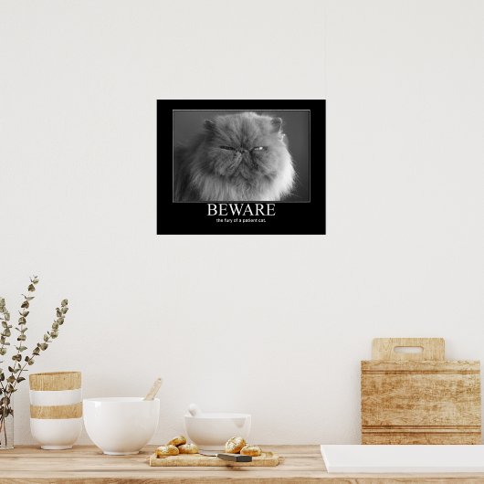 猫の忍耐強いアートワークに気を付けて ポスター (キッチン)