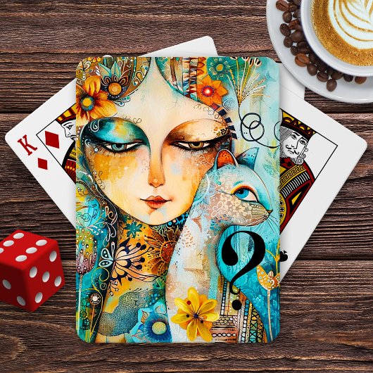 猫の怪しいファインアート トランプ