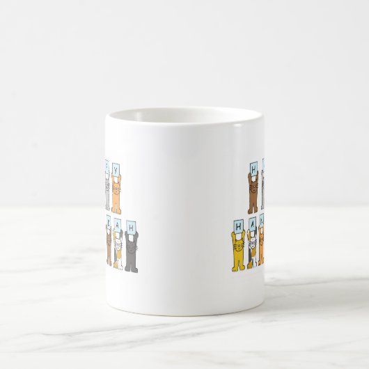 猫の恋人のための幸せなハヌカー コーヒーマグカップ (中央)