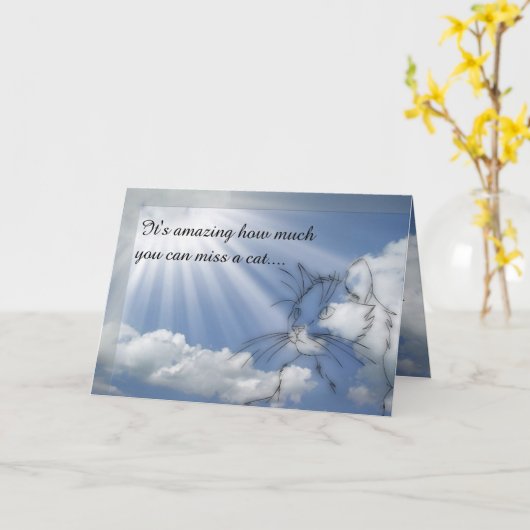 猫の悔やみや弔慰 – お悔やみ申し上げます カード (黄色い花)