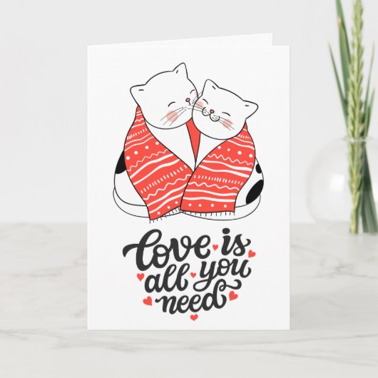 猫の愛おもしろいとコーヒーのバレンタイン シーズンカード (正面)