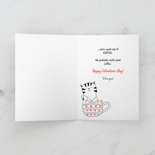 猫の愛おもしろいとコーヒーのバレンタイン シーズンカード (内部)