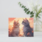 猫の愛のロマンス 水彩のささやき シーズンポストカード (スタンド正面)