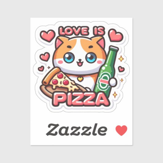 猫の愛はピザのシール シール (シート)