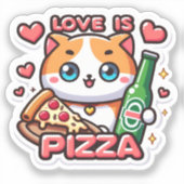 猫の愛はピザのシール シール (正面)