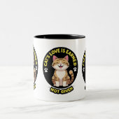 猫の愛は得られる与えのではなく- Sip with Feline ツートーンマグカップ (中央)