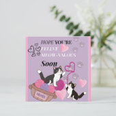 猫の愛らしい平復おめでとうメッセージ カード (スタンド正面)