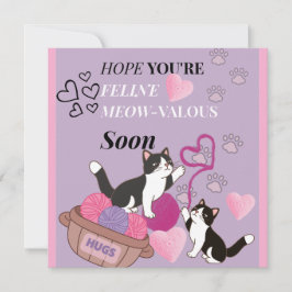 猫の愛らしい平復おめでとうメッセージ カード