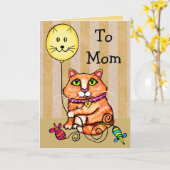 猫の愛情のあるお母さんのための母の日の挨拶状 カード (黄色い花)