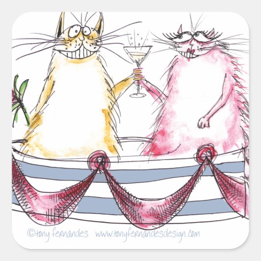 猫の愛 – マンガおもしろいー, tony fernandes スクエアシール (正面)