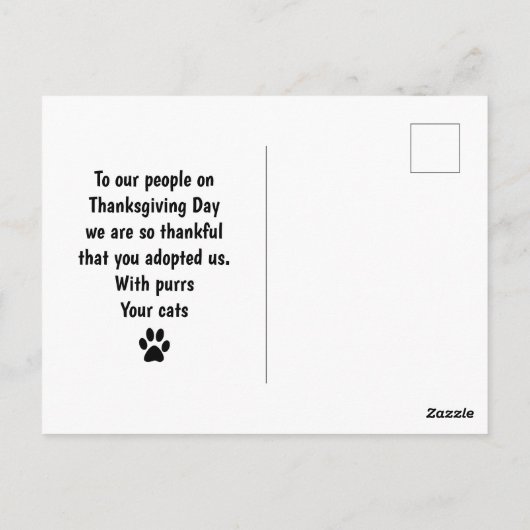 猫の感謝祭 かぼちゃ / 猫のコラージュから ポストカード (裏面)