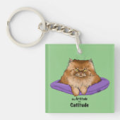 猫の態度がおもしろい キーホルダー (正面)