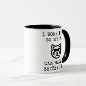 猫の懸命を楽しめるように働いています マグカップ (正面右)