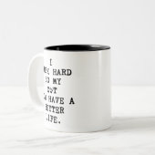 猫の懸命を楽しめるマグカップ ツートーンマグカップ (正面左)