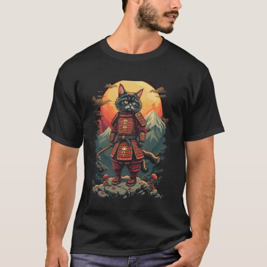 猫の戦士アート Tシャツ (正面)