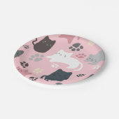 猫の手のパタカラフルーンのピンクの背景パーティー ペーパープレート (アングル)