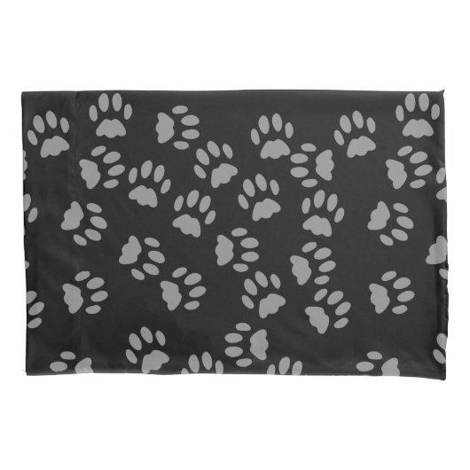 猫の手のプリントパターンブラックとグレーの枕ケース 枕カバー (正面左)