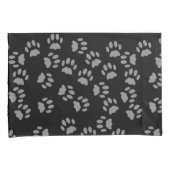 猫の手のプリントパターンブラックとグレーの枕ケース 枕カバー (正面右)