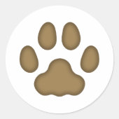 猫の手のプリント動物のテーマ（茶色） ラウンドシール (正面)