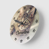 猫の手のプリント枠の写真パーソナライズされた ラウンド壁時計 (傾斜)