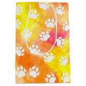 猫の手のプリント ミディアムペーパーバッグ (正面)