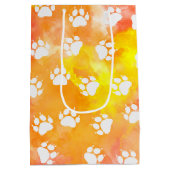 猫の手のプリント ミディアムペーパーバッグ (裏面)